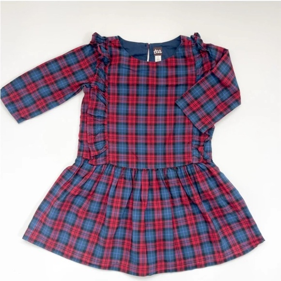 Tea Collection Other - Tea Collection Blue Plaid Ruffle Hem Dress. Size 6
